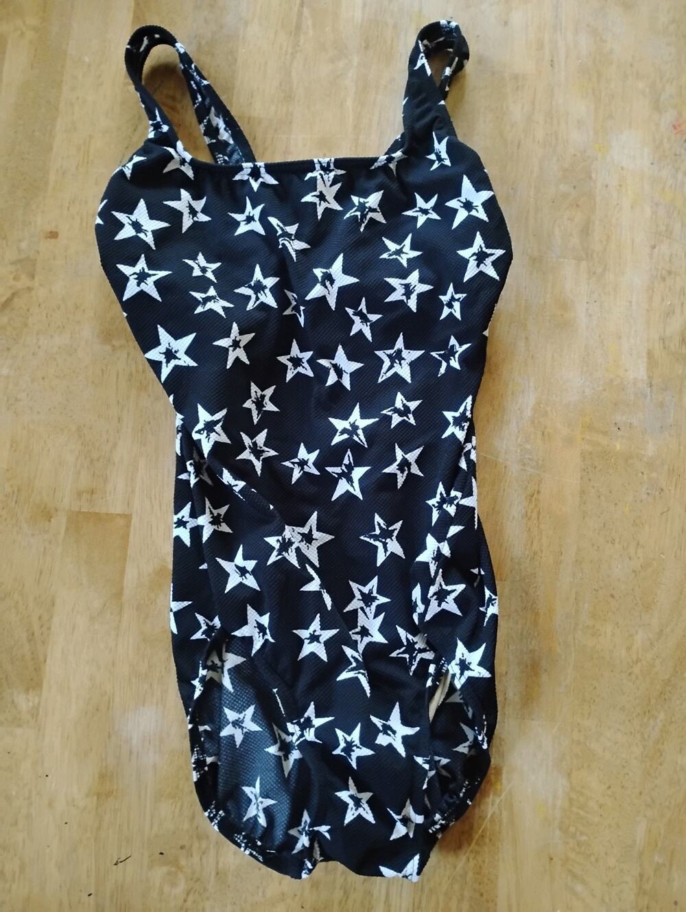 Vintage Y2k Lands End Women's One Piece Black/White Swimsuit Stars Size 10